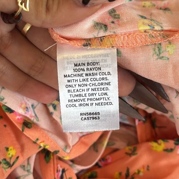 BP Romper Womens Small‎ Orange Grounded Ditsy Floral - Picture 5 of 7